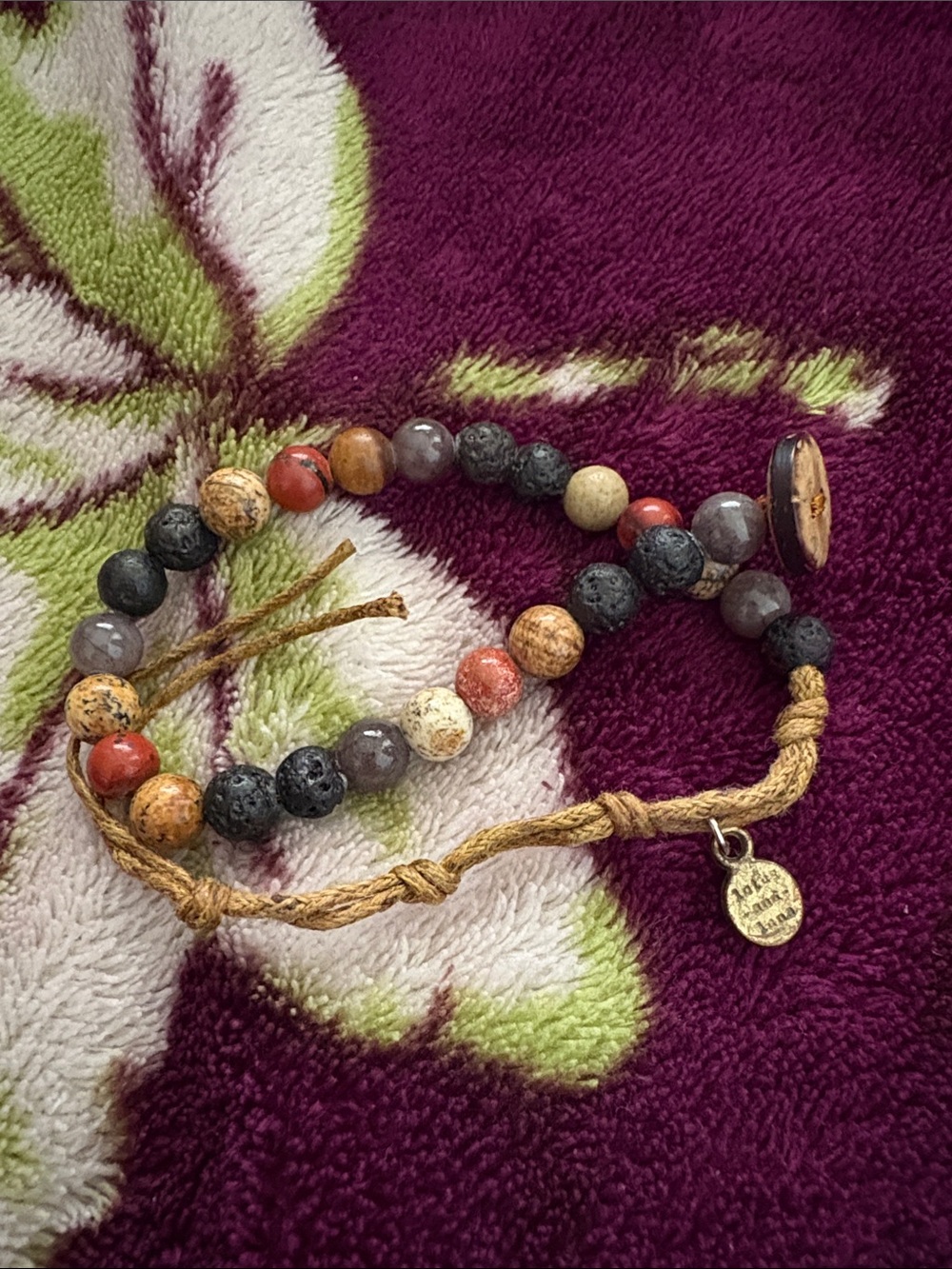 Boho Multicolor Beaded Women’s Bracelet with Tan Cord